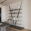 Modern Bookshelf Design With Glass Shelves Black Frame And Decorative Books