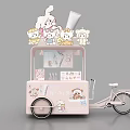 Cute Pink Tricycle Cart With Cartoon Characters And Decorations
