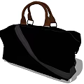 Black Duffel Bag with Brown Handles and Gray Shoulder Strap for Travel