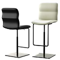 Modern Black and White Bar Stools with Leather Seats and Metal Frames 3d model