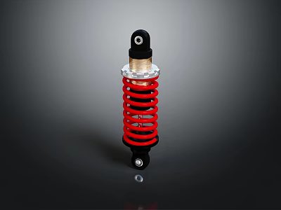 Red Coil Spring Shock Absorber Hardware Tool Featuring Black Top Base and Silver Body 3d model