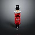 Red Coil Spring Shock Absorber Hardware Tool Featuring Black Top Base and Silver Body 3d model