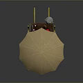 Pretzel Street Food Cart With Tan Umbrella Wooden Boxes And Yellow Wheels