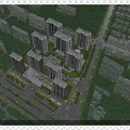 Aerial Planning of Modern High Rise Residential Complex With Green Spaces And Roads