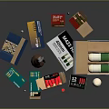 Assorted Weapon Ammunition Supplies Including Bullets and Open Storage Boxes 3d model