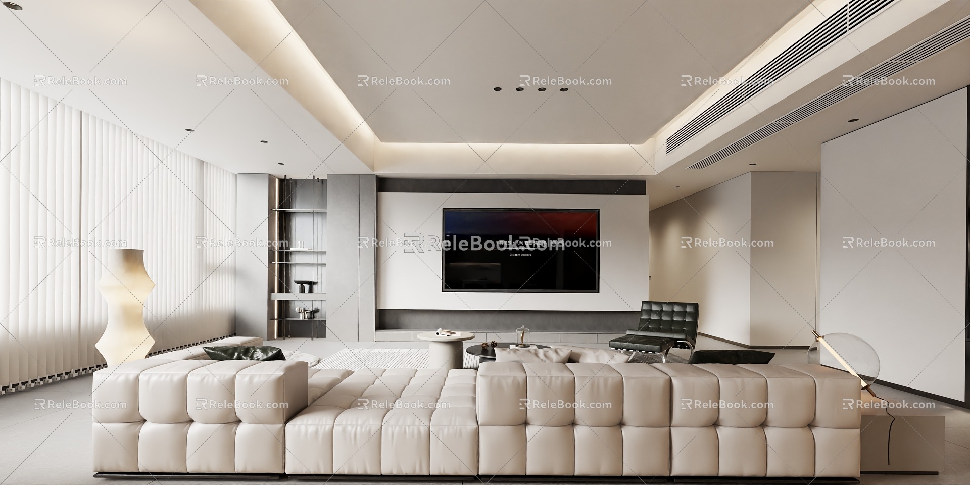 Living room TV wall 3d model