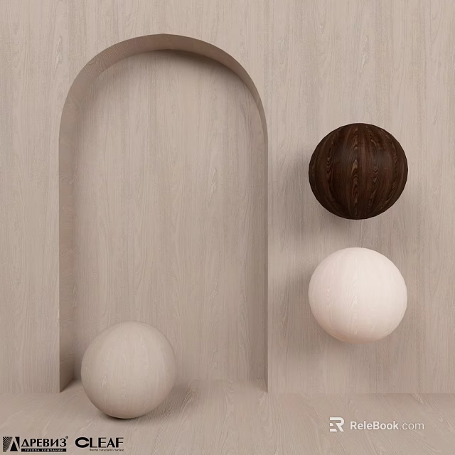 Architectural Design Components Featuring Arched Structure Wooden Background And Brown White Spheres 3d model 