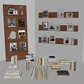 Modern Bookshelf Newspaper Shelf Books and Magazines 3d model