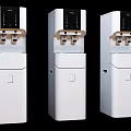 Three White Vertical Water Dispensers As Modern Household Electrical Appliances
