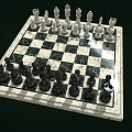 Classic Chess Set With Marble Checkerboard And Black White Pieces 3d model