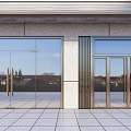 Modern Glass Double Doors For Building Entrance With Tile Floor Exterior Design
