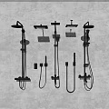 Modern Shower Head Systems With Water Spraying Rainfall And Handheld Features 3d model