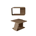 Modern Wooden Side Table With Unique Base Design And Open Shelf Structure