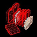 Assorted Colored Hardware Toolboxes Stacked For Storage And Organization