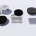 Modern Coffee Tables Collection Featuring Round Marble And Rectangular Metal Frame Designs 3d model