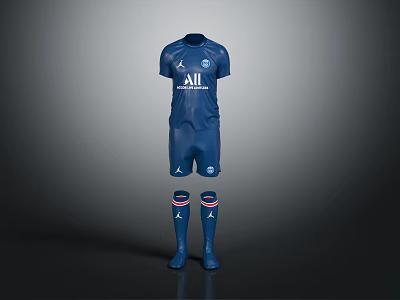 Blue Football Kit With Jersey Shorts Socks Boots And All Logo Design 3d model