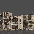 Old Urban Multi Story Residential Building Exterior With Balconies And Air Conditioners