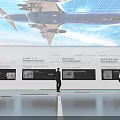 Smart Exhibition Hall Featuring Large Aircraft Model Interactive Screens And Visitors 3d model