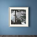 Traditional Chinese Landscape Painting With Pine Tree Mountain And Misty Clouds