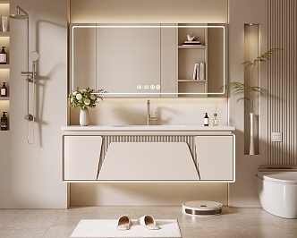 Cream Air Bathroom Cabinet Wash Cabinet 3d model