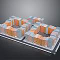 Decorative Lights On Neatly Arranged Colorful Building Model Display Scene