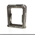 Metallic Scene Component Frame With Industrial Design Reinforced Corners And Textured Surface