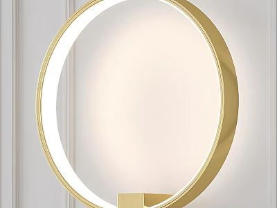 Modern Round Golden Wall Lamp With Illuminated Design For Home Decor 3d model