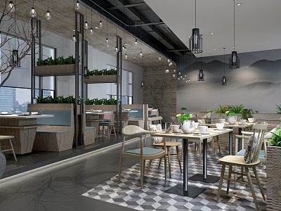 Industrial LOFT Restaurant Eco Restaurant Hall 3d model