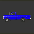 Vibrant Blue Classic Pickup Truck with Shiny Exterior and Reflective Surface