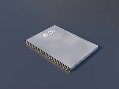Silver Cover Book With B200 Label And Minimalist Design On Gray Background 3d model
