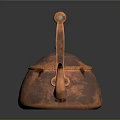 Copper Teapot with Wooden Handle Blue Lid Top Shiny Surface Classic Design on Dark Background