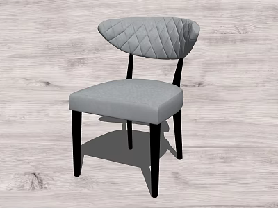 Modern Leisure Accent Chair With Diamond Quilted Backrest Light Gray Fabric And Black Legs 3d model