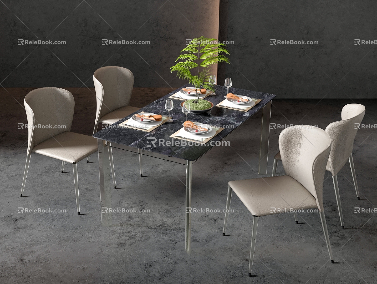 Long table and chair model