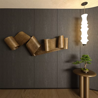 Metal wall chandelier pine 3d model
