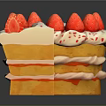 Layered Strawberry Cake With Cream Filling And Fresh Strawberry Toppings Including Whole And Sliced Pieces