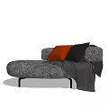 Modern Grey Chaise Lounge With Orange Black Cushions And Grey Blanket