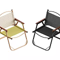 Folding Outdoor Chairs with Metal Frame Fabric Seat and Backrest in Beige and Black