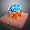 Home Decorative Woven Storage Basket With Blue Checkered Cloth On Brown Mat