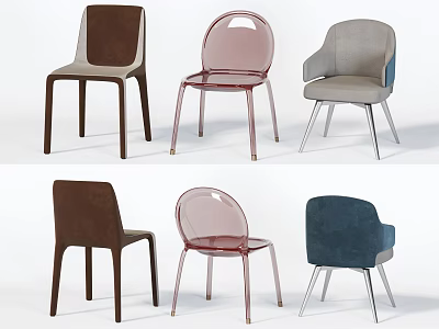 Modern Leisure Chairs With Various Designs Different Colors Upholstered Transparent And Metal Wooden Legs 3d model