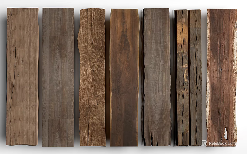 Collection of Natural Stone and Wood Samples with Various Textures and Colors 3d model 
