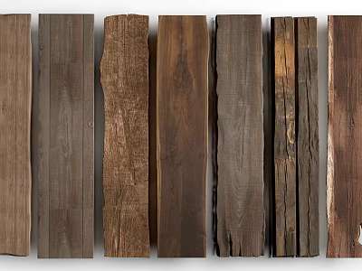 Collection of Natural Stone and Wood Samples with Various Textures and Colors 3d model