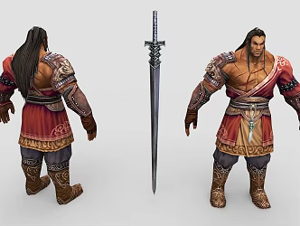 Game Role General Minority Warrior Character Ancient Dress Farmer Merchant Store 3d model