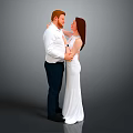 Couple Embracing In White Shirt Dark Pants And Long Dress