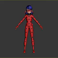 Game and Movie Character With Blue Hair Ladybug Inspired Red Black Spotted Bodysuit and Mask