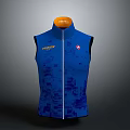 ASSOS Blue Patterned Sleeveless Vest With Orange Collar Label For Daily Use