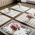 Square Carpets with Various Floral and Geometric Patterns for Home Interior 3d model