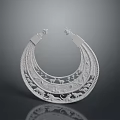 Silver Pendant With Intricate Carving Layered Design And Decorative Hooks Elegant Jewelry Accessory
