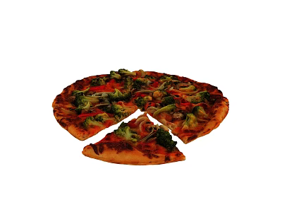 Delicious Vegetable Pizza with Fresh Broccoli Bell Peppers and Sliced Crust 3d model