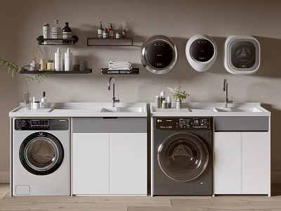 Modern Minimale Cabinet Whole Cabinet Washing Machine Cabinet Small Washing Machine Balcony Cabinet Storage Cabinet Combination Cabinet 3d model