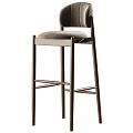 Modern Bar Stools With Wooden Frame And Light Upholstered Seat Backrest